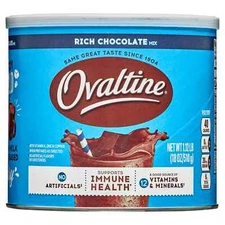 Ovaltine Rich Chocolate Drink Mix Powdered Drink Mix for Hot and Cold Milk, 18 o