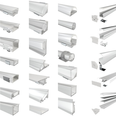 LED Aluprofil Aluminium Profile Leiste Weiss für LED-Streifen 2m