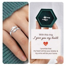 Silver Hug Rings Always With You Adjustable Hug Ring For Couple Hugging Letter