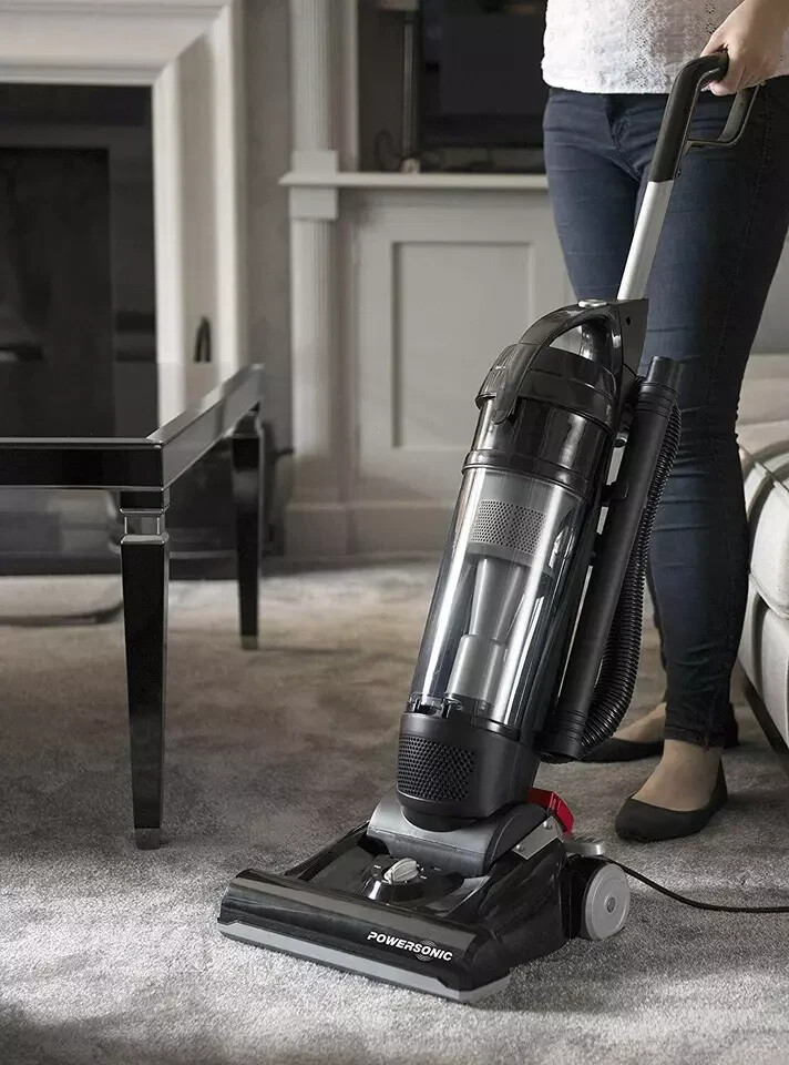 Powersonic Bagless Vacuum Cleaner Powerful Lightweight Upright Black