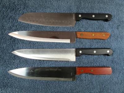 4 Lot Cutlery Knives 8'' & 7'' Blades Acier Hallmark & Others 160-25A