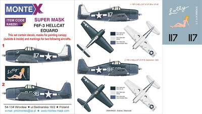 Montex 1/48 F6F-3 HELLCAT - Super Paint Mask set (K48291)