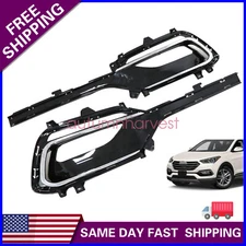 1Pair of Front Fog Light Bezels L + R for Hyundai Santa Fe Sport 2017 2018 2.0L