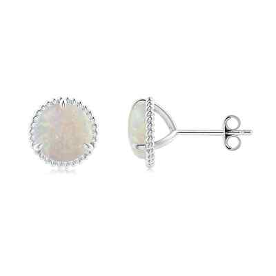 ANGARA Natural Opal Martini Stud Earrings in Silver for Women (Size-7mm)