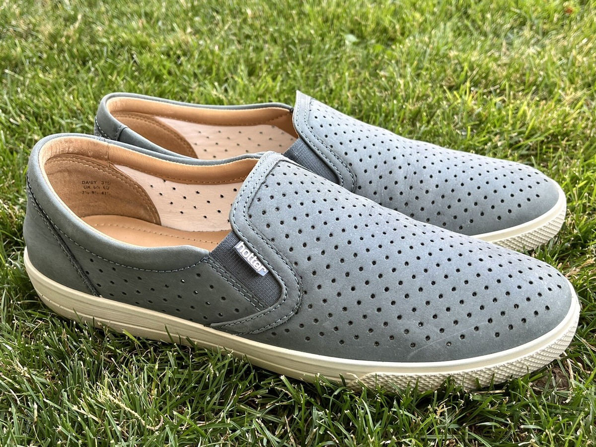 Hotter Daisy Women's Blue Perforated Slip On Comfort Sneaker Shoes