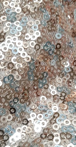 Zunie Sz14 Rosegold/Silver Sequin Tulle Mesh Skirt Formal Dress Cap Sleeve Lined - Picture 3 of 8