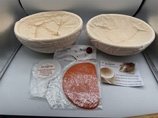 SUGUS HOUSE 9" ROUND BREAD BANNETON PROOFING BASKET  LINER LOT OF 2 WHITE