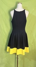 Vince Camuto Women's Size 12 Yellow & Blue Fit & Flare Halter Sleeveless Dress
