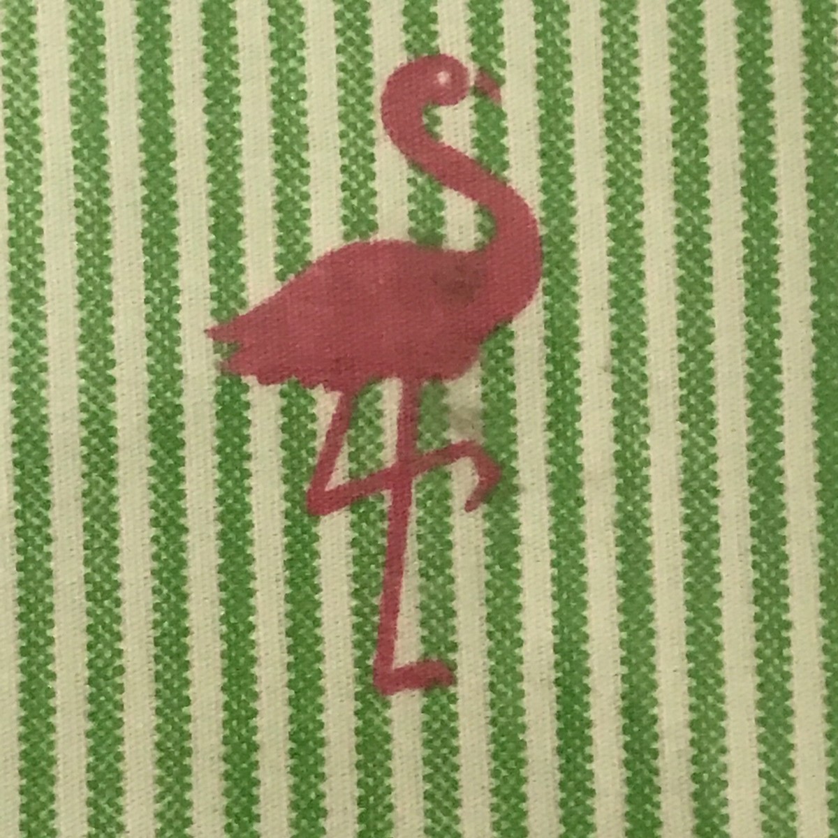 VTG 2005 Tommy Hilfiger Green Stripped Pink flamingo￼ Twin FITTED