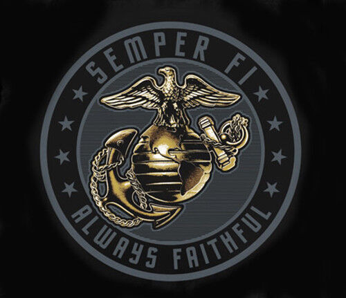 U.S. Marine Corps Semper Fi Black Out USMC BLACK Adult T-shirt - Picture 1 of 2