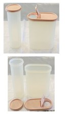 VINTAGE Tupperware Modular Mates rotondo #5 e ovale #4 con coperchi ROSA set 2 pezzi