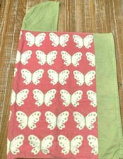 POTTERY BARN Kids Girls Beach Pool Towel Wrap Hooded Butterflies Pink Green