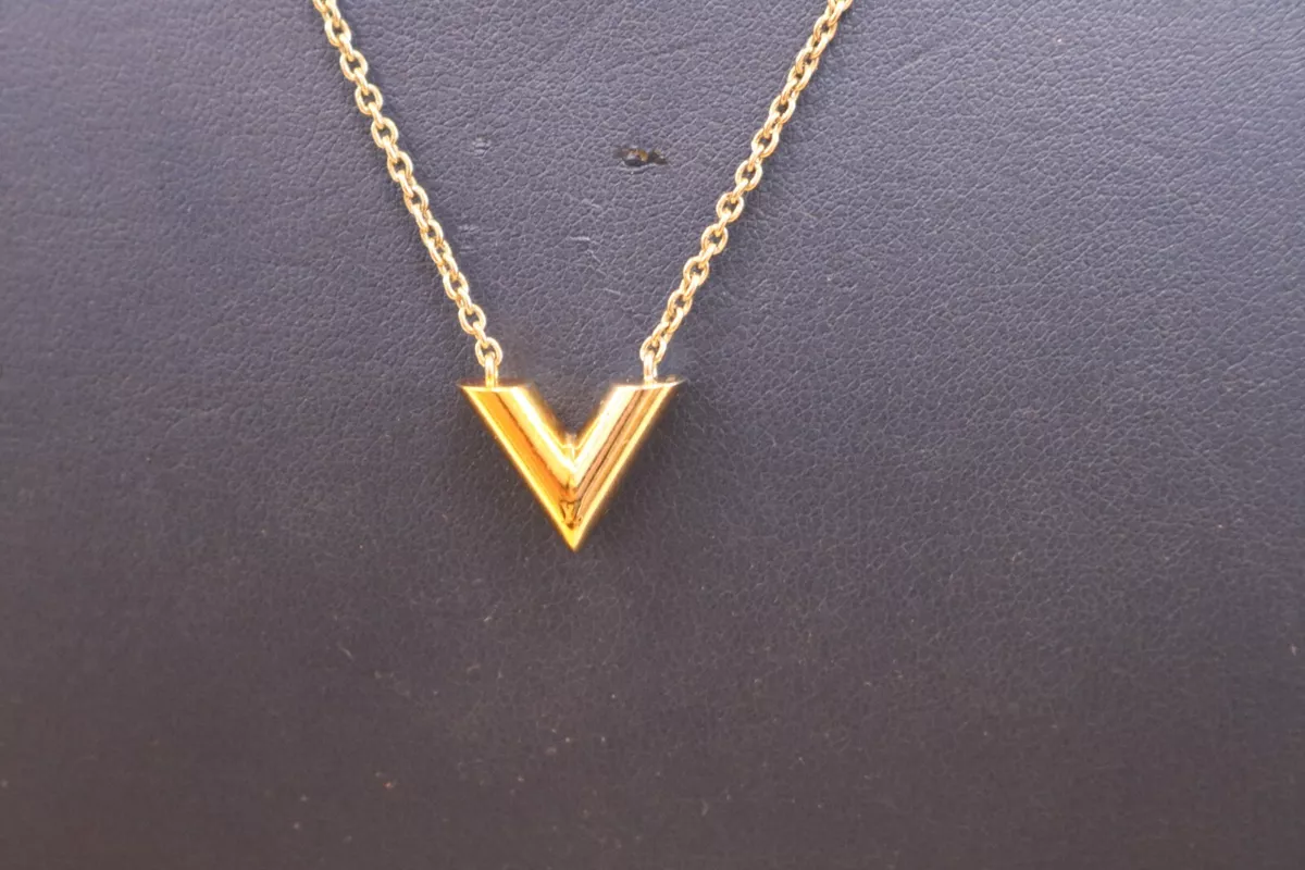 Louis Vuitton Vintage - Lacquer Essential V Necklace - Silver - LV