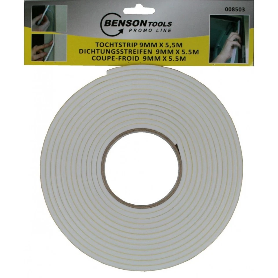 BENSON Bande Coupe-Froid Humidité Bord de Fenêtres Porte Blanc 5,5 M à Découper