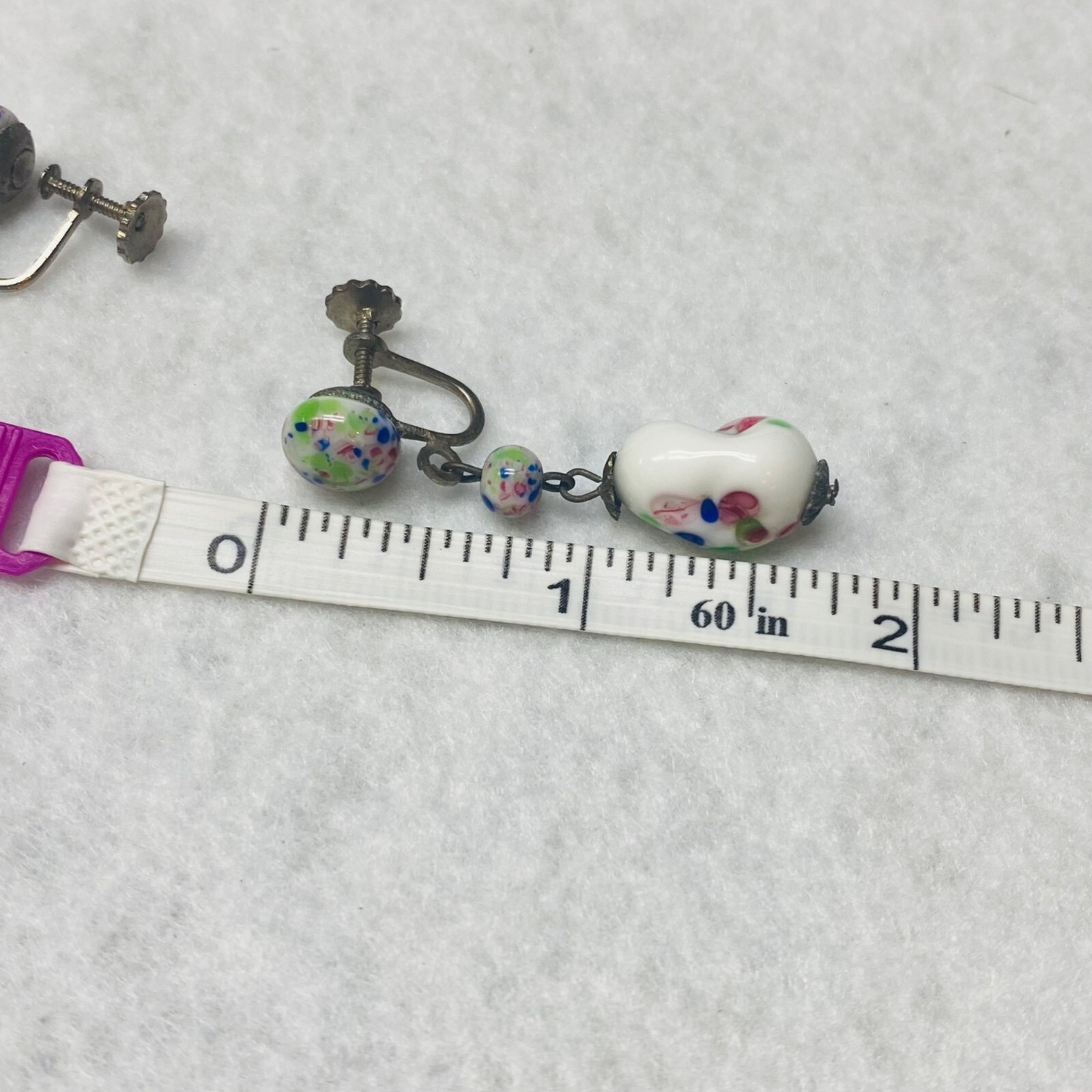 Screw Back Earrings Multicolor Dangle Beaded Vint… - image 12