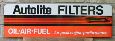 Weathered Vintage Autolite Filters Rack Topper Sign, GT-40 Logo, Ford ...