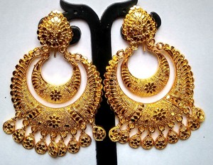 Indian Wedding 22K Gold Plated Kan bala Earrings With Jhumka Party Wear SetCAG | eBay