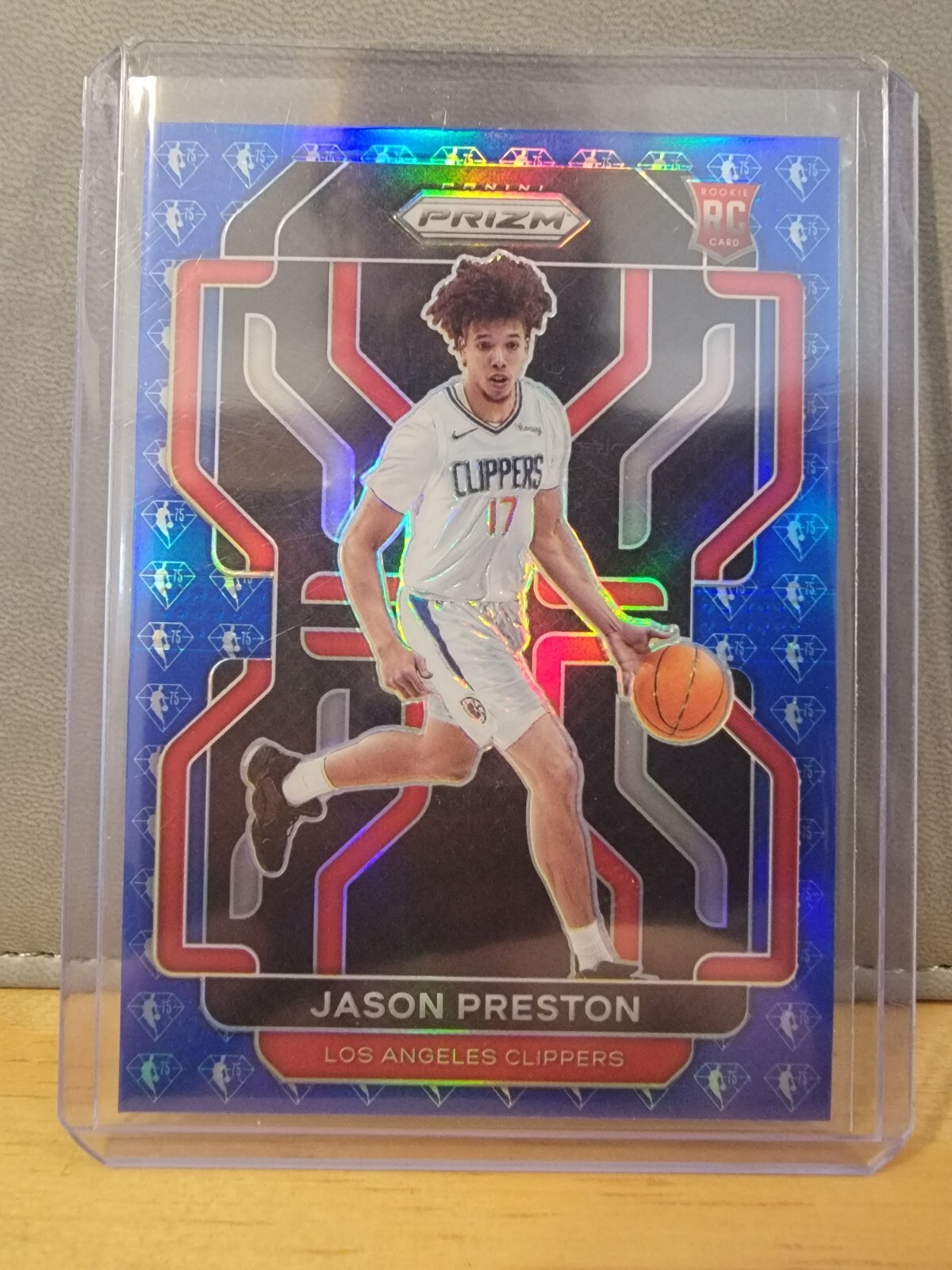Jason Preston 2021-22 75th Anniversary Blue Prizm Rookie Los Angeles Clippers
