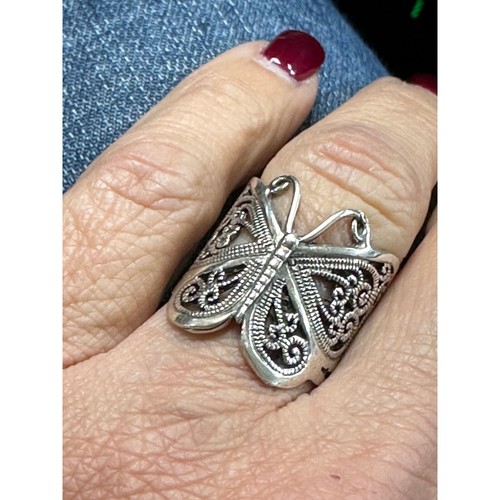 Sterling Silber filigran Schmetterling Ring Größe 8 3/4 - Bild 5 von 6