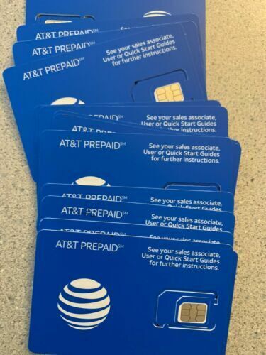 Lot of 50 AT&T blue Triple cut SIM Prepaid or postpaid unactivated