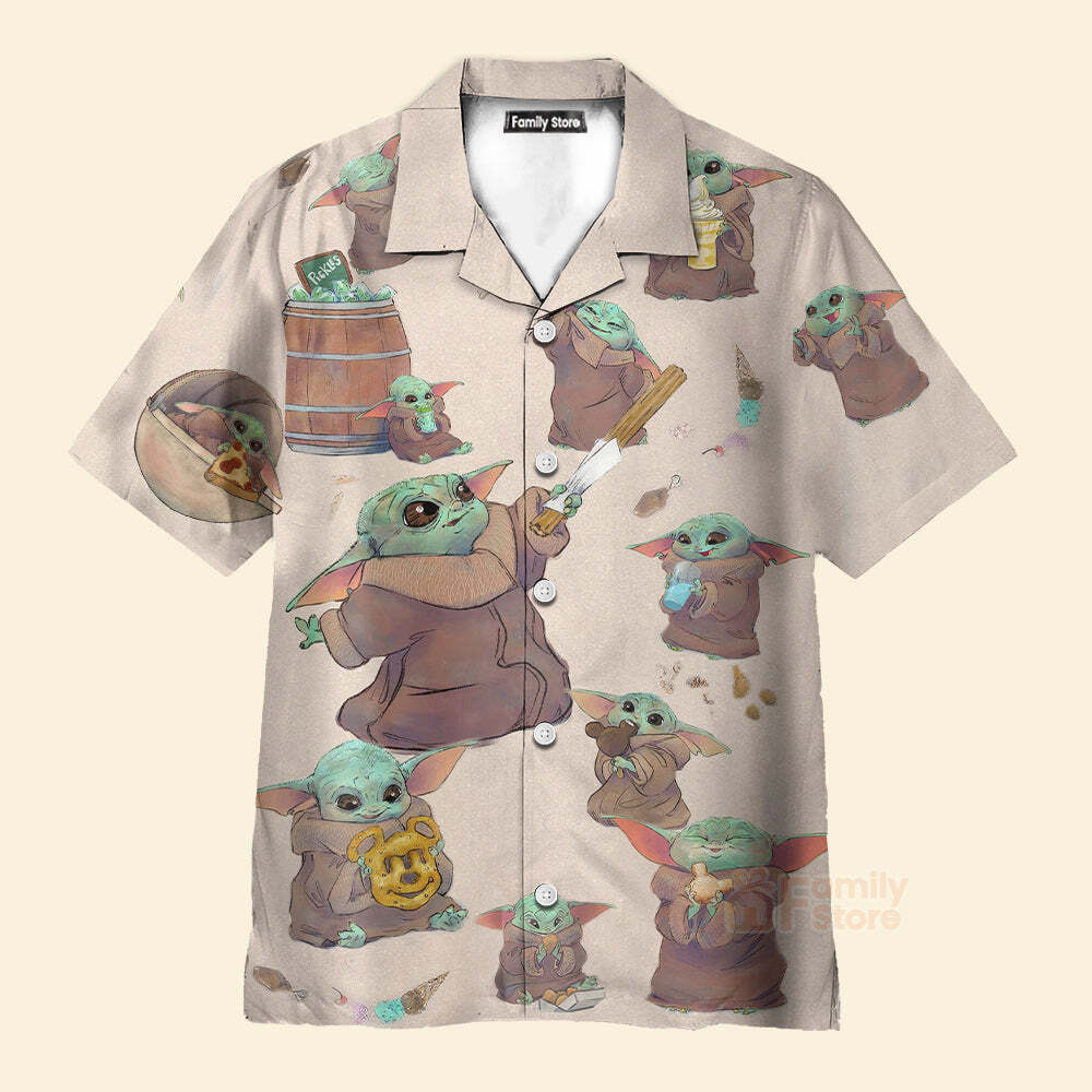 Star Wars Baby Yoda Eating Everything Hawaiian Fun Shirt Design