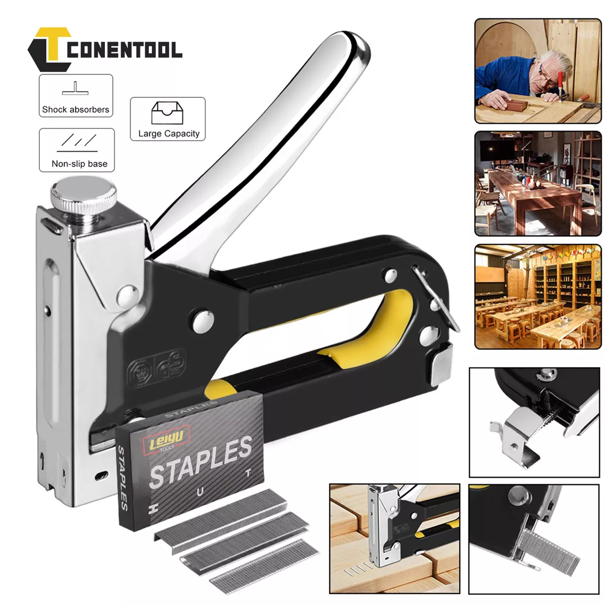 WELLY Pro Upholstery Staple Gun, Heavy Duty Staple Gun with 200 Staples of  1/4 (6mm), Wall Stapler, Wood Stapler, Stapler Gun for Wood, Crafts