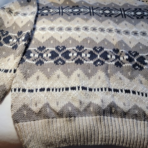 Vintage 1990s Stone Haven Tan Black Sweater Men Large Chunky Knit Pullover NICE - Picture 8 of 16