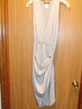 Love Chesley Gray Stretch Faux Wrap Pullover Dress Size M