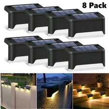 8Pcs LED Solar Fence Lights Deck Door Wall Stair Step Outdoor Garden Decor Lamp