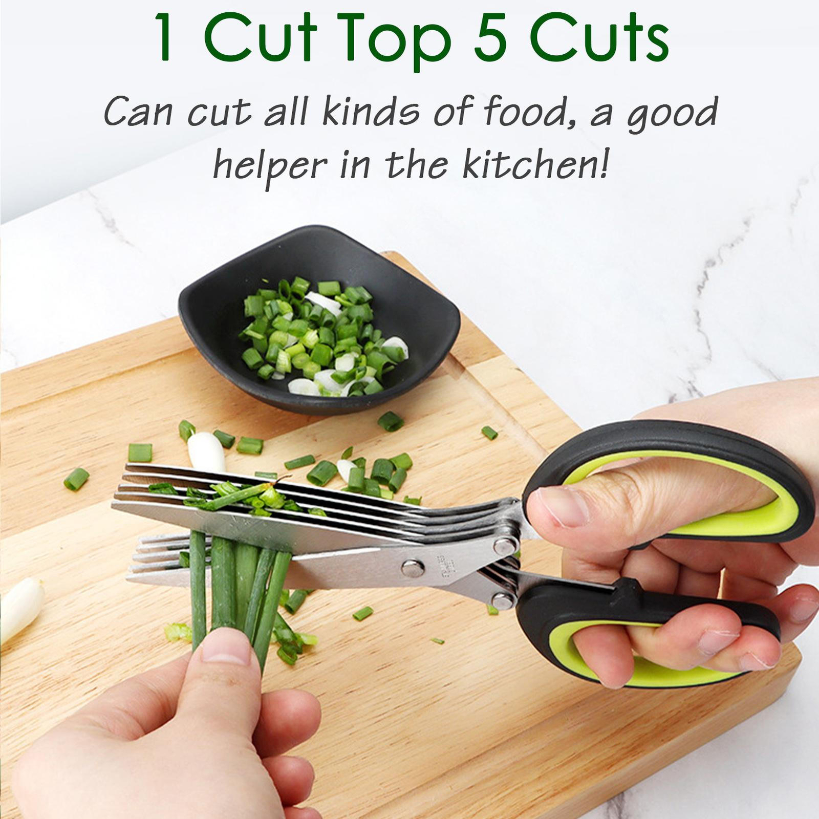 5-Blade Herb Scissors - Effortless Chopping for Fresh Herbs & Onions-image