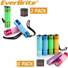 EverBrite 3Pack/6Pack/9Pack Mini LED Flashlight Glow IN Dark Aluminum Flashlight