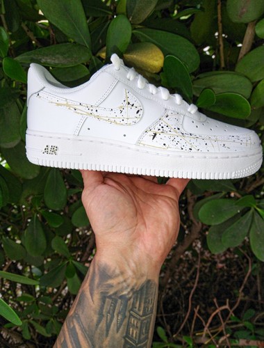 Nike Air Force 1 Women White Black Gold 