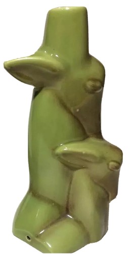 Mid Century Modern mcm green gazelle antelope mother baby lamp base statue - Picture 3 of 7