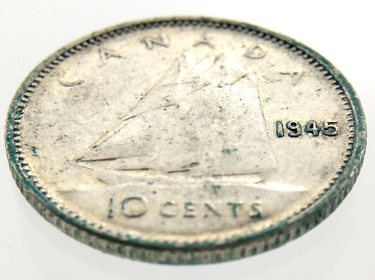 1945 Canada Ten Cents Silver Dime Canadian Circulated George VI