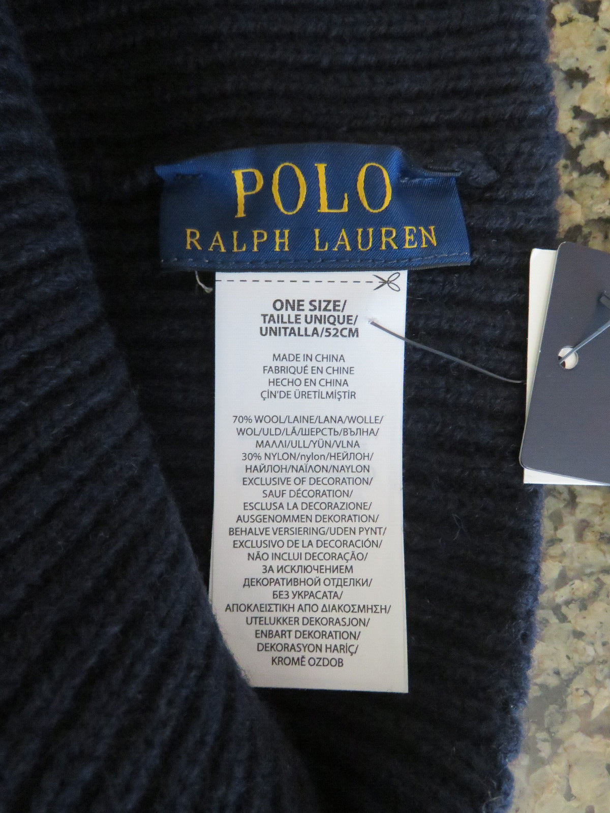 Polo RALPH LAUREN Beanie Cappello Uomo Firmato Pony Miscela Lana Polsino Lavorato a Coste