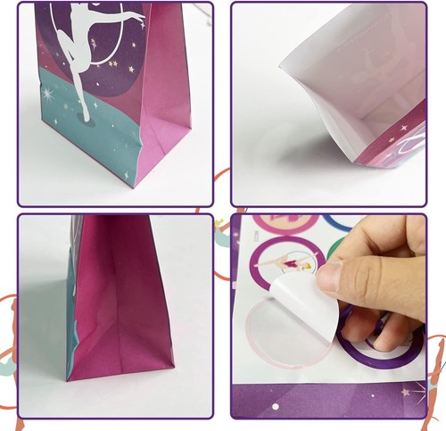 12 Pack Gymnastics Party Candy Favor Bags with Stickers, Recyclable Gymnastics - Picture 4 of 7