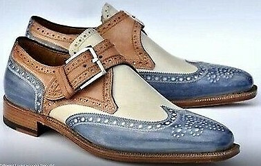 Men's Handmade Three Tone Tan White 