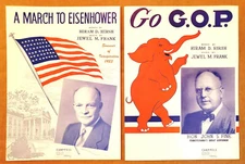 1953 Eisenhower Inauguration Sheet Music + 1952 Go GOP Sheet Music, Political