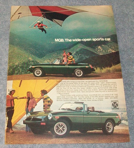 1976 MG Vintage Color Ad "MGB. the Wide-Open Sports Car"