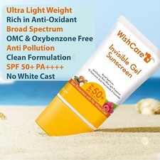 WishCare Invisible Gel Sunscreen SPF 50 PA   - Ultra Light Weight, Oil Free w