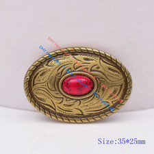 10X Western Brass Turquoise Leather Saddle Tack Belt Prairie Dust Oval Conchos