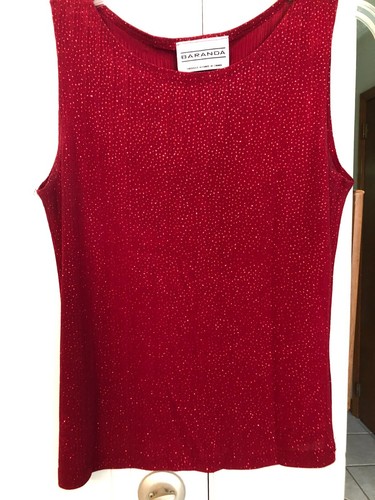 Ladies Top - "Baranda" Red Sleeveless Glittery - Medium, Canada - Picture 6 of 10