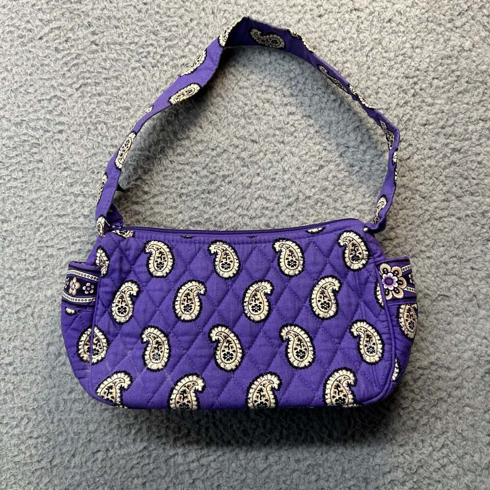 Vera Bradley Zip Clutch for Women Compact Blue Purple Paisley Wallet with Pockets