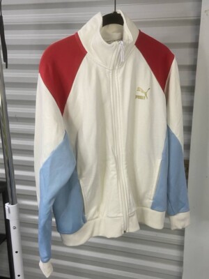 PUMA Retro Track Jacket Large - Color Block Red/White/Blue - Zip Up Sportswear