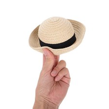 Mini Straw Hats for Crafts 5.5'' Miniature Straw Hats for Mini Doll Knitting ...