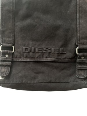 DIESEL Vintage Black Denim Shoulder Bag Cargo Multipocket Utility