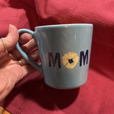 LIFE IS GOOD MOM Mug NEW no box blue & yellow by HOME 15 oz ceramic mug