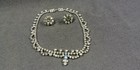 2 1950s Art Deco Style Rhinestone Necklace Clip On Earrings Vintage Jewelry Lot — photo 1