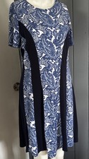 Michael Kors Dress Womens Blue Paisley Stretch Short Sleeve Size M