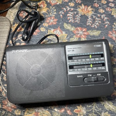 Sony ICF-38 AM/FM 2 Band Radio Portable TESTED AC & Battery VGC SHIPS FAST!